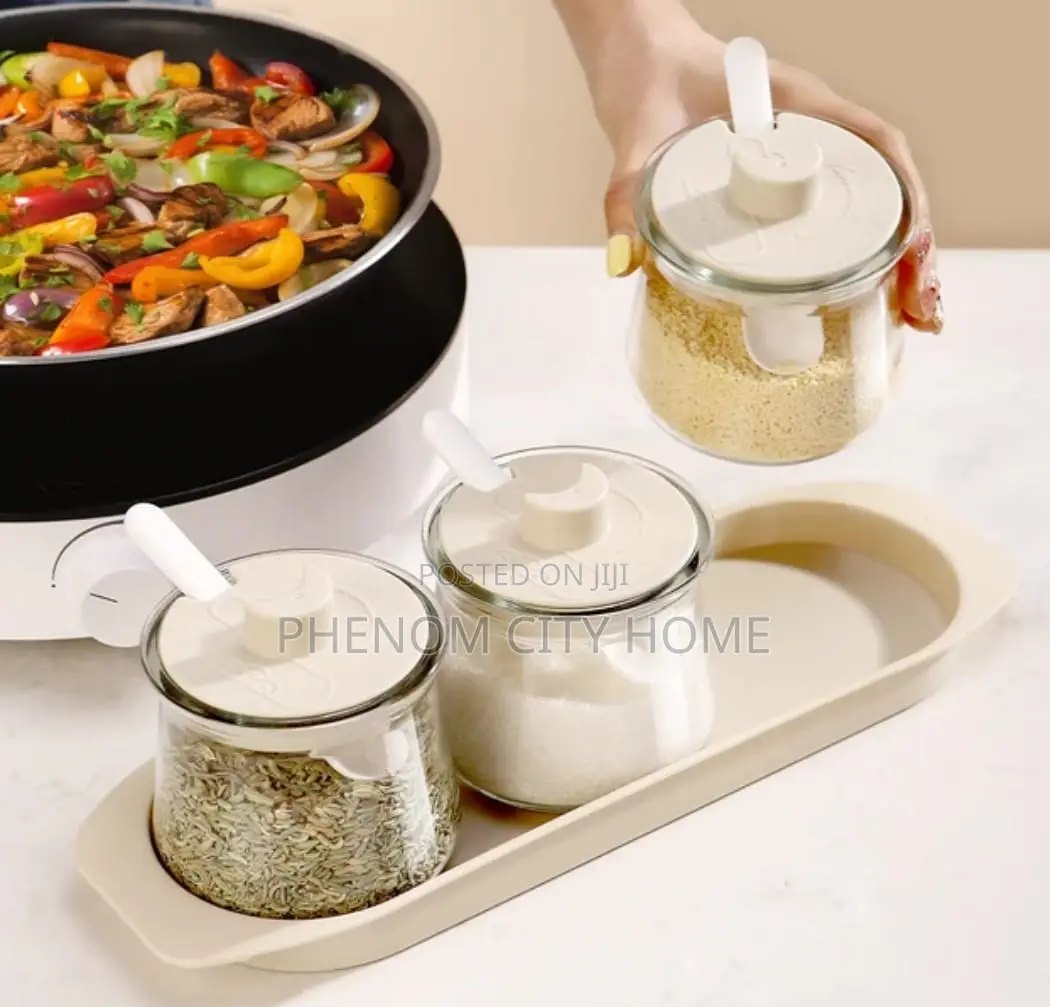 3pcs Glass Canister Seasoning Set