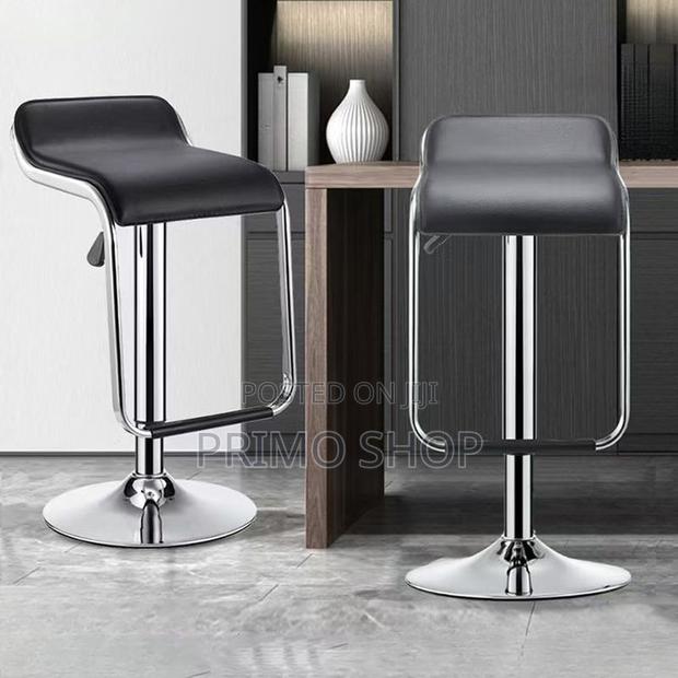 Home Chairs: Modern Dark Gray Leather Seat Barstool