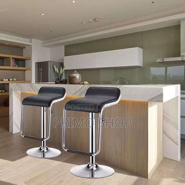 Home Chairs: Modern Dark Gray Leather Seat Barstool - thumbnail 2