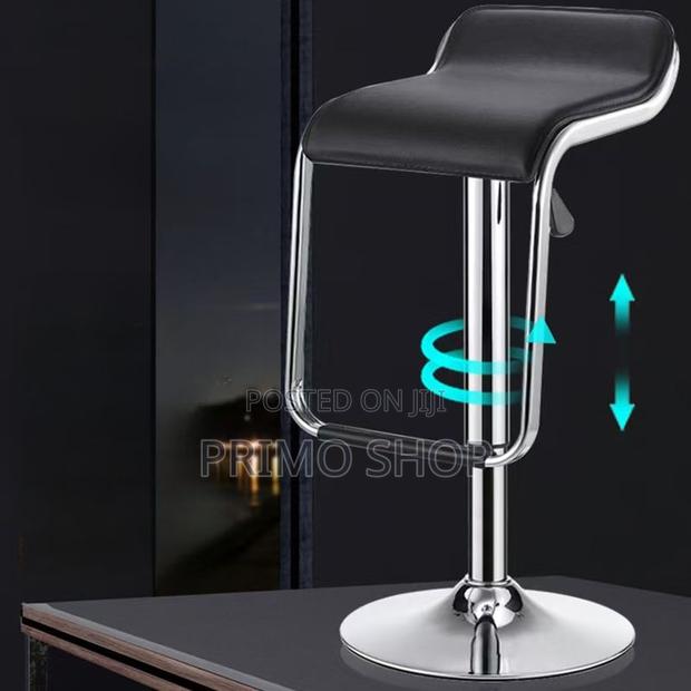 Home Chairs: Modern Dark Gray Leather Seat Barstool - thumbnail 5