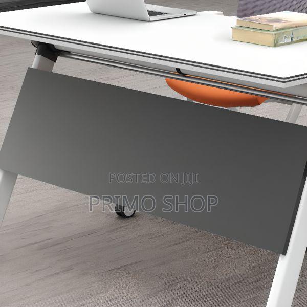 Office Tables:120cm White Modern Foldable Table With Storage - thumbnail 5