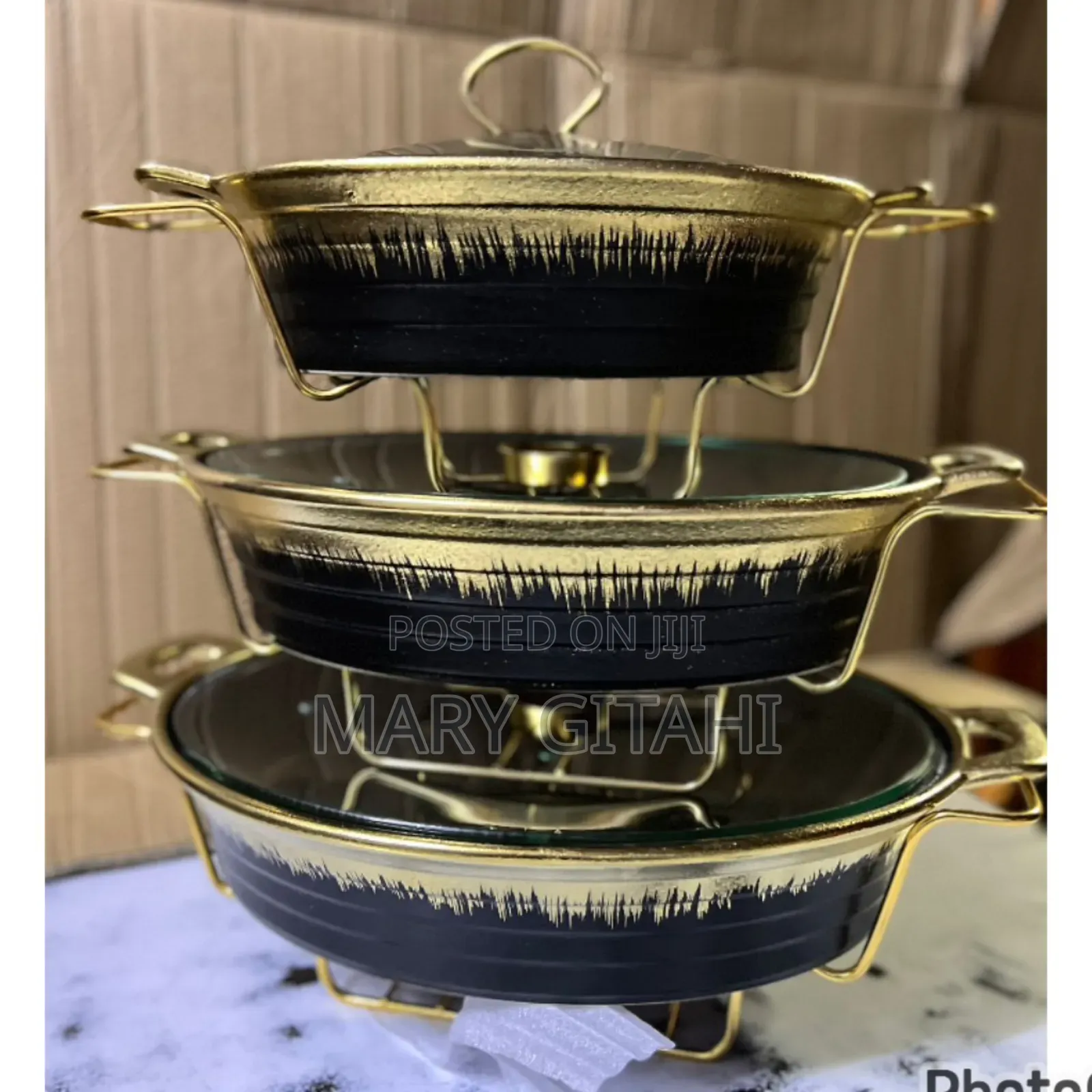 3 PCS Ceramic Chaffing Dishes 3.5 2.5 and 1.8L -Dishes
