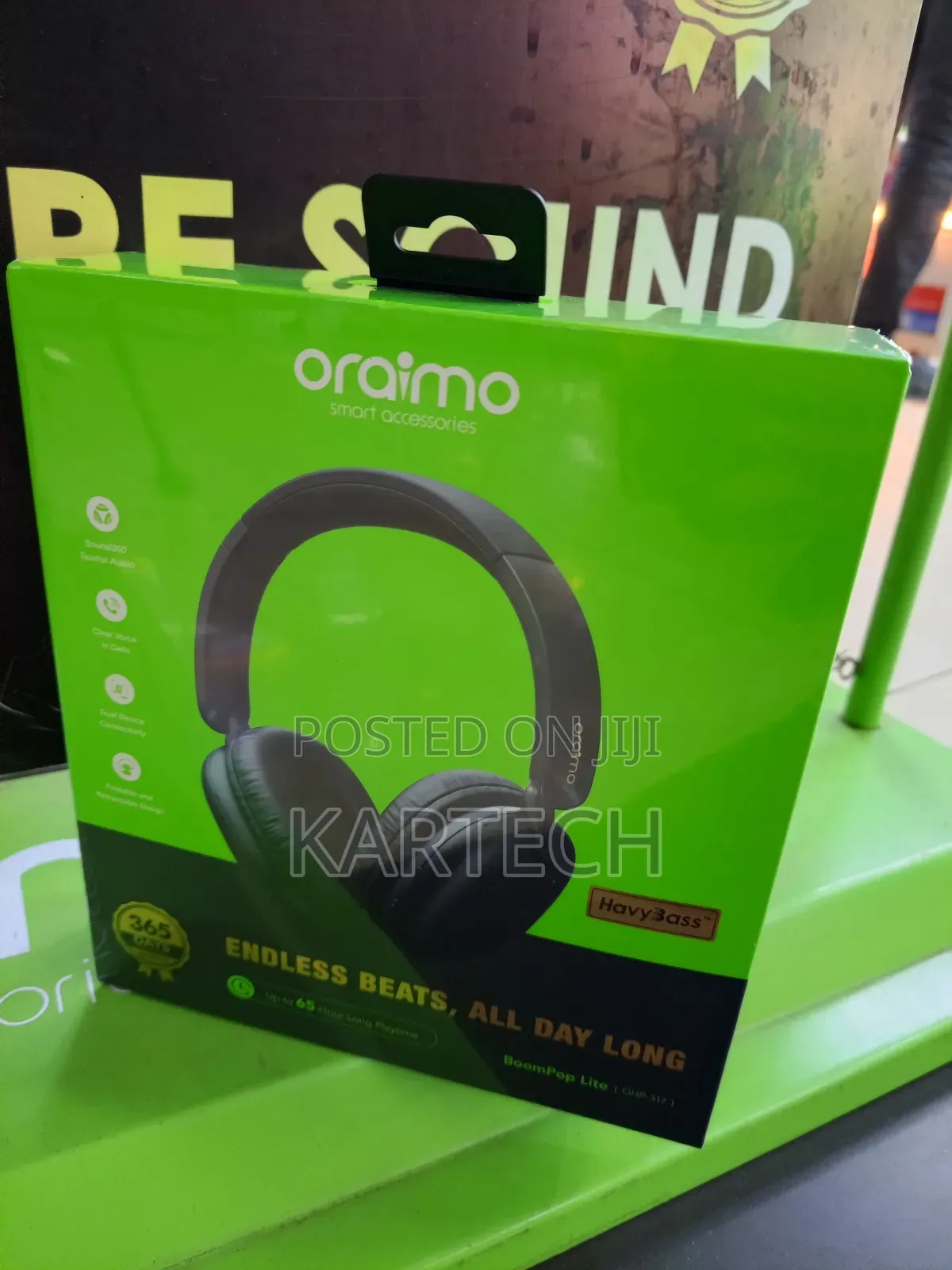 Oraimo Boompop Lite 65hr Long Playtime Headphone Speed Black