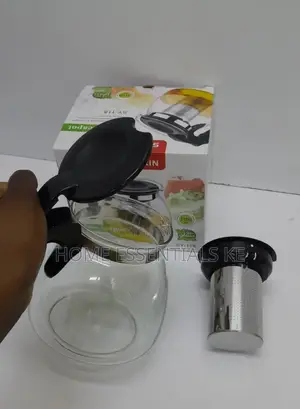 1100mls Glass Tea Pot Black