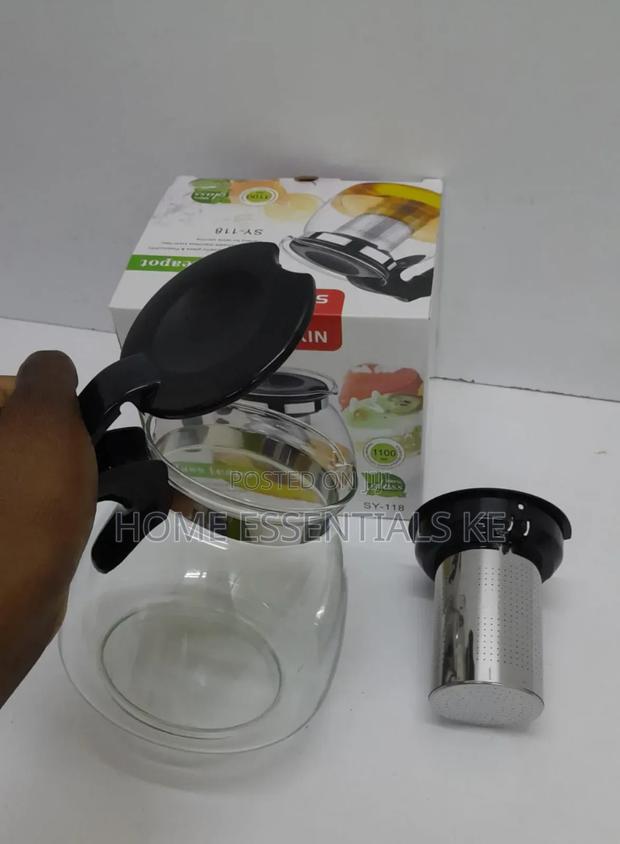 1100mls Glass Tea Pot Black - thumbnail 2