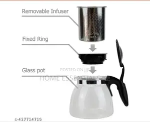 1100mls Glass Tea Pot Black