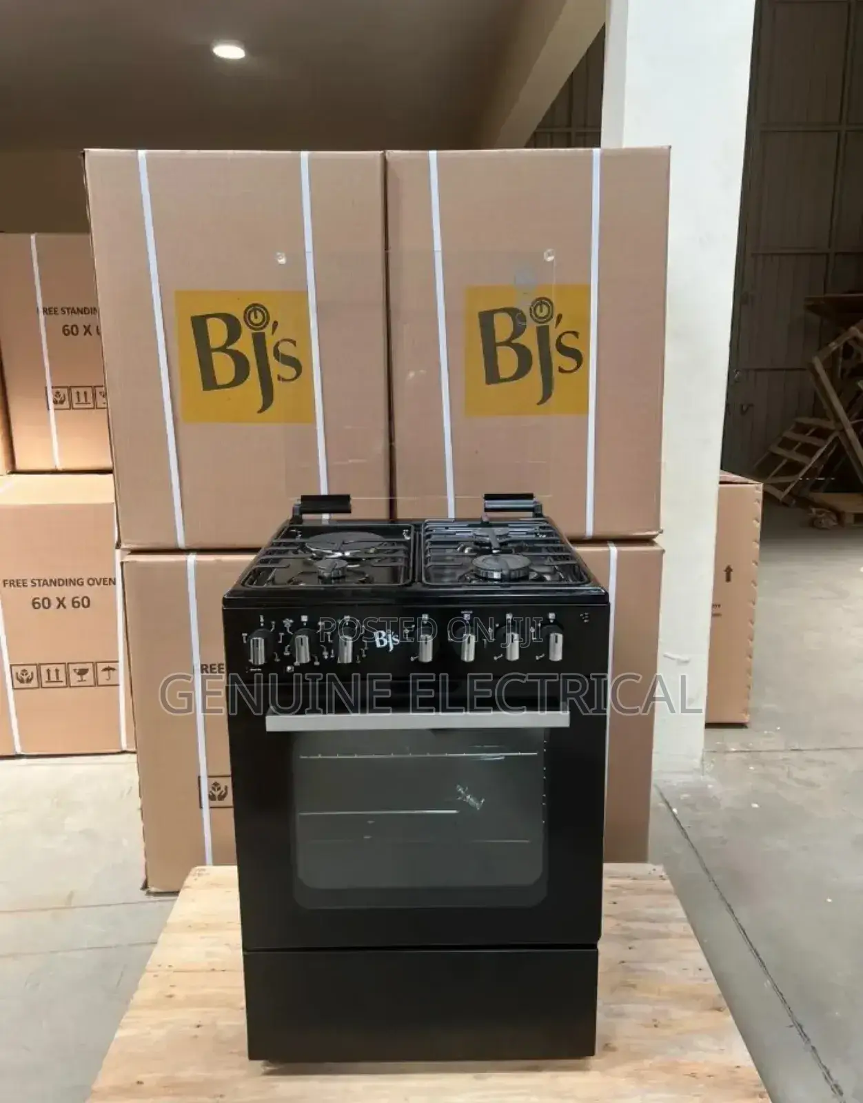 Black BJS 60 by 60 Standing Cooker 3+1