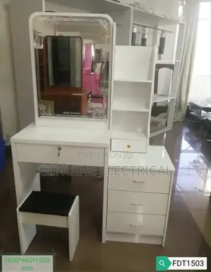 White Dressing Table With Sliding Mirror