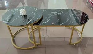 Black Marble Round Oval Coffee Table