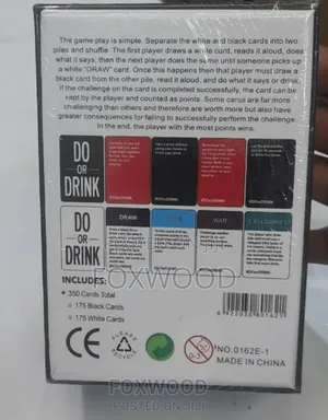Do or Drink Game Card Win or Blackout Game for Adult