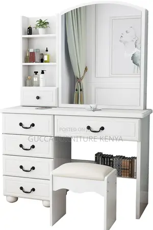 Dressers: Classy White Dressing Vanity Desk With Lights