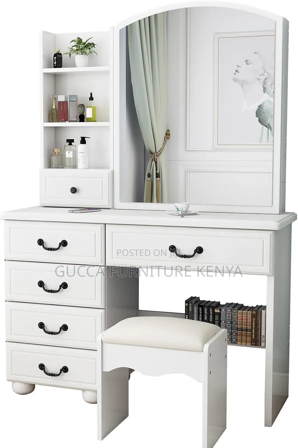 Dressers: Classy White Dressing Vanity Desk With Lights