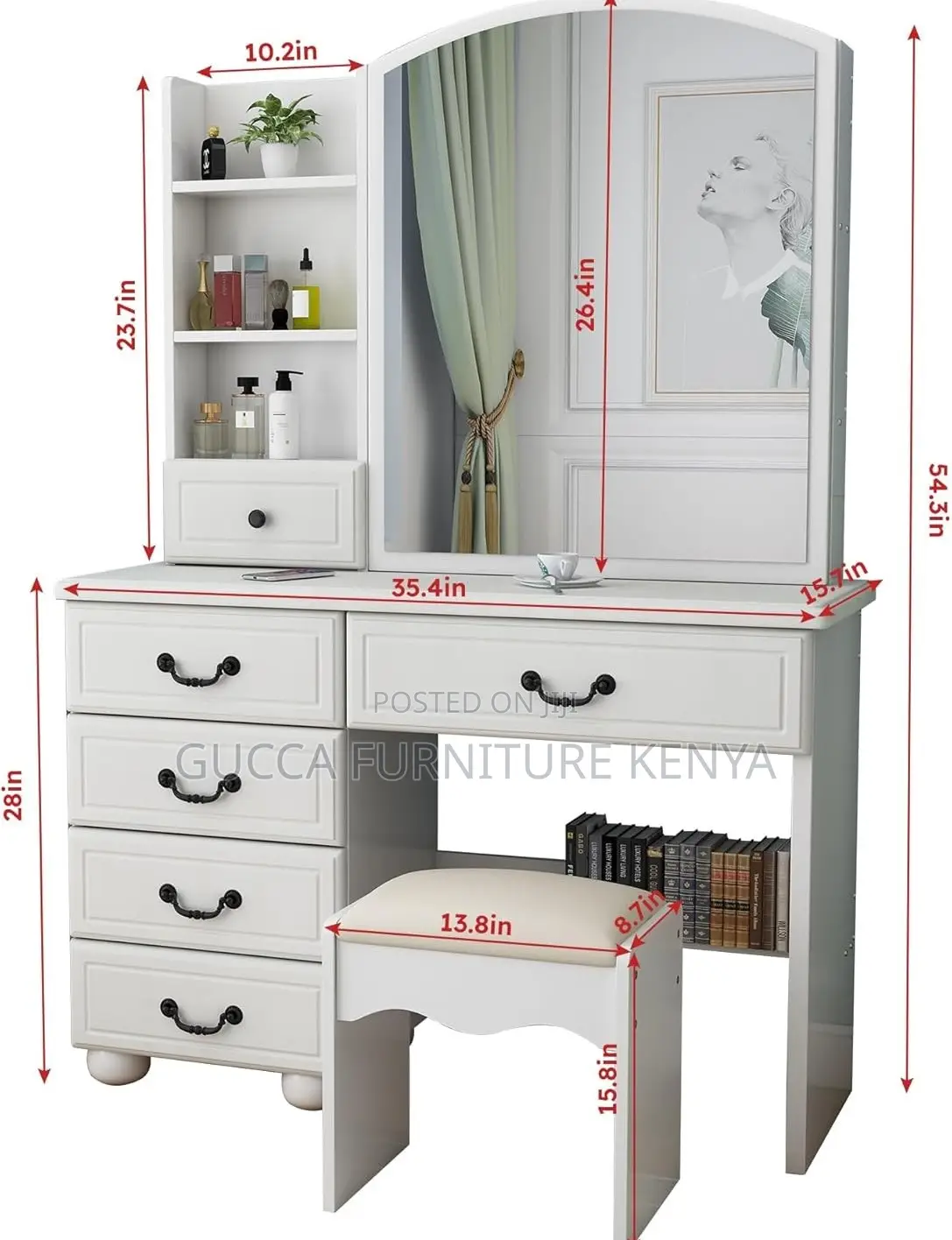 Dressers: Classy White Dressing Vanity Desk With Lights