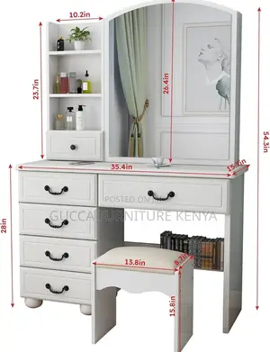 Dressers: Classy White Dressing Vanity Desk With Lights