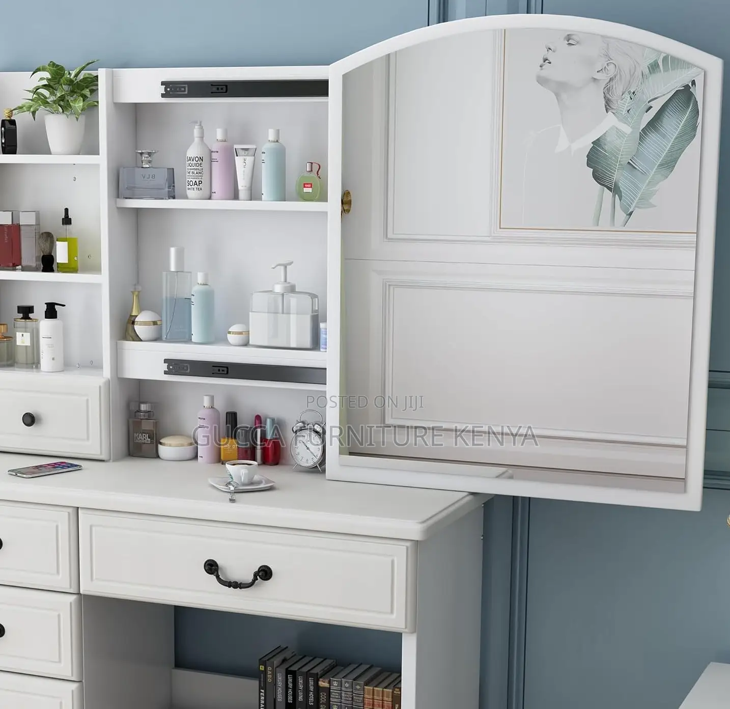 Dressers: Classy White Dressing Vanity Desk With Lights
