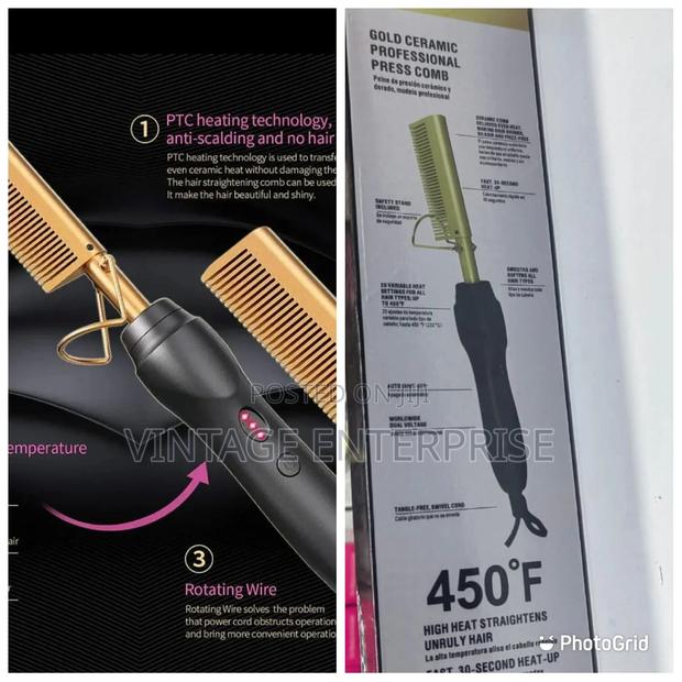 Gold Ceramic Professional Hot Press Comb - main view