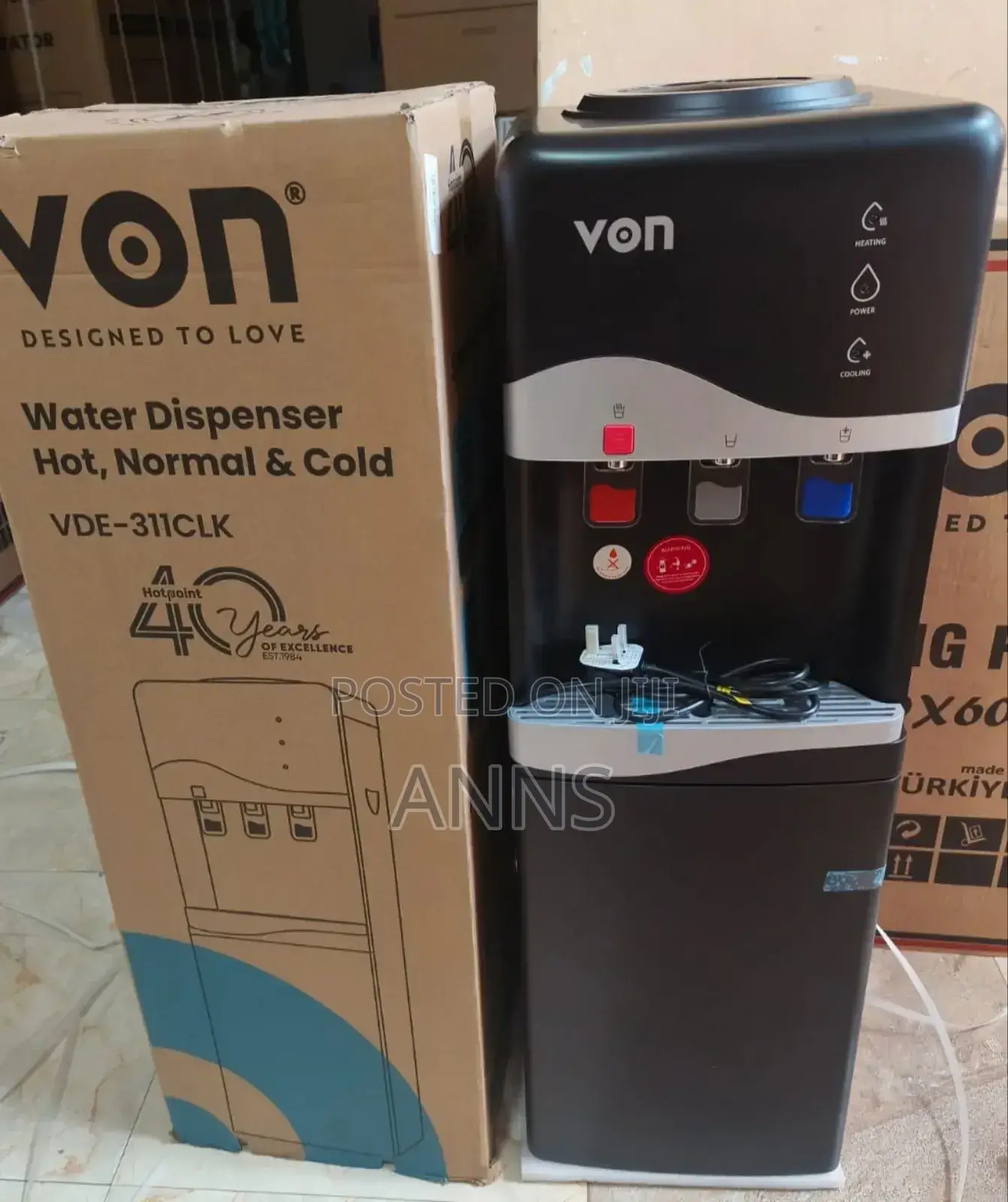Von 3 Tap Hot Cold Normal Top Load Dispenser