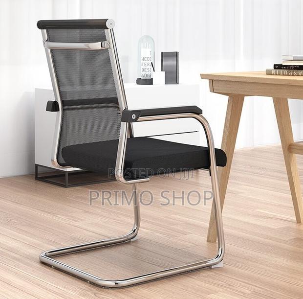Office Chairs:Mesh Guest Chrome Office Waiting Bow Chair - thumbnail 4