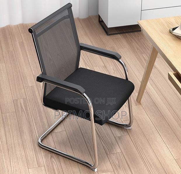 Office Chairs:Mesh Guest Chrome Office Waiting Bow Chair - thumbnail 5