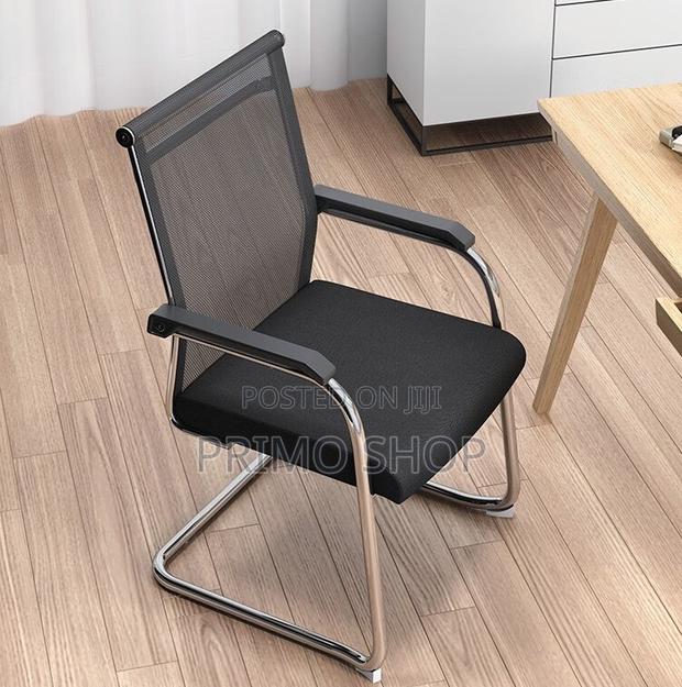 Office Chairs:Mesh Guest Chrome Office Waiting Bow Chair - thumbnail 6