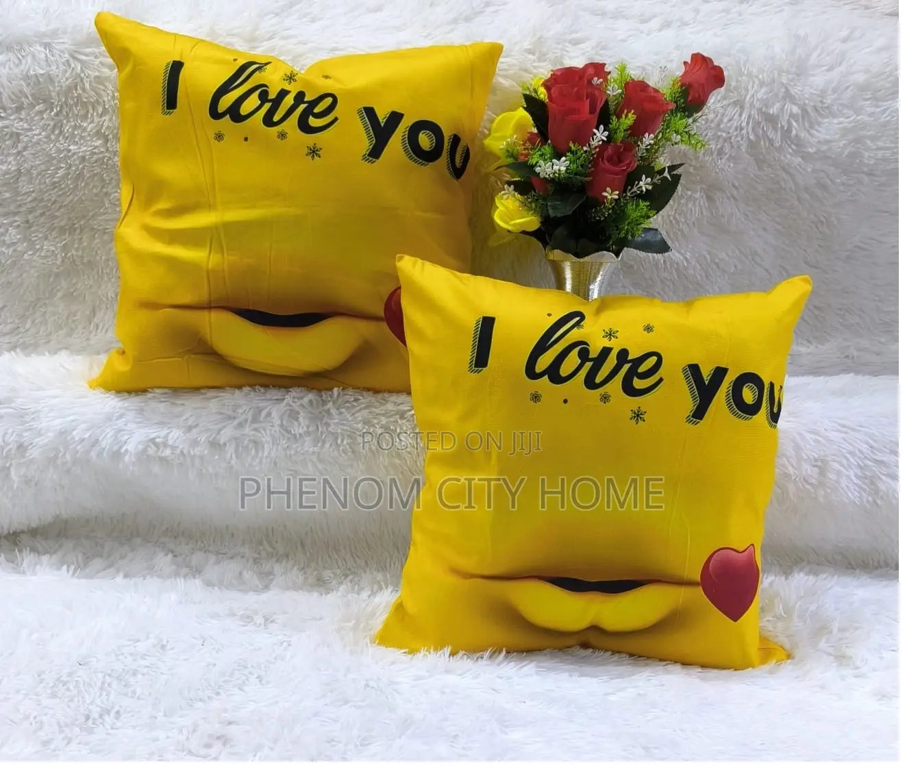 Yellow Colour Valentine Design Throwpillow Cover