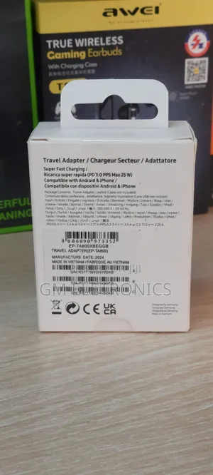 New 25W Fast Charging Type-C Power Adapter- Black.