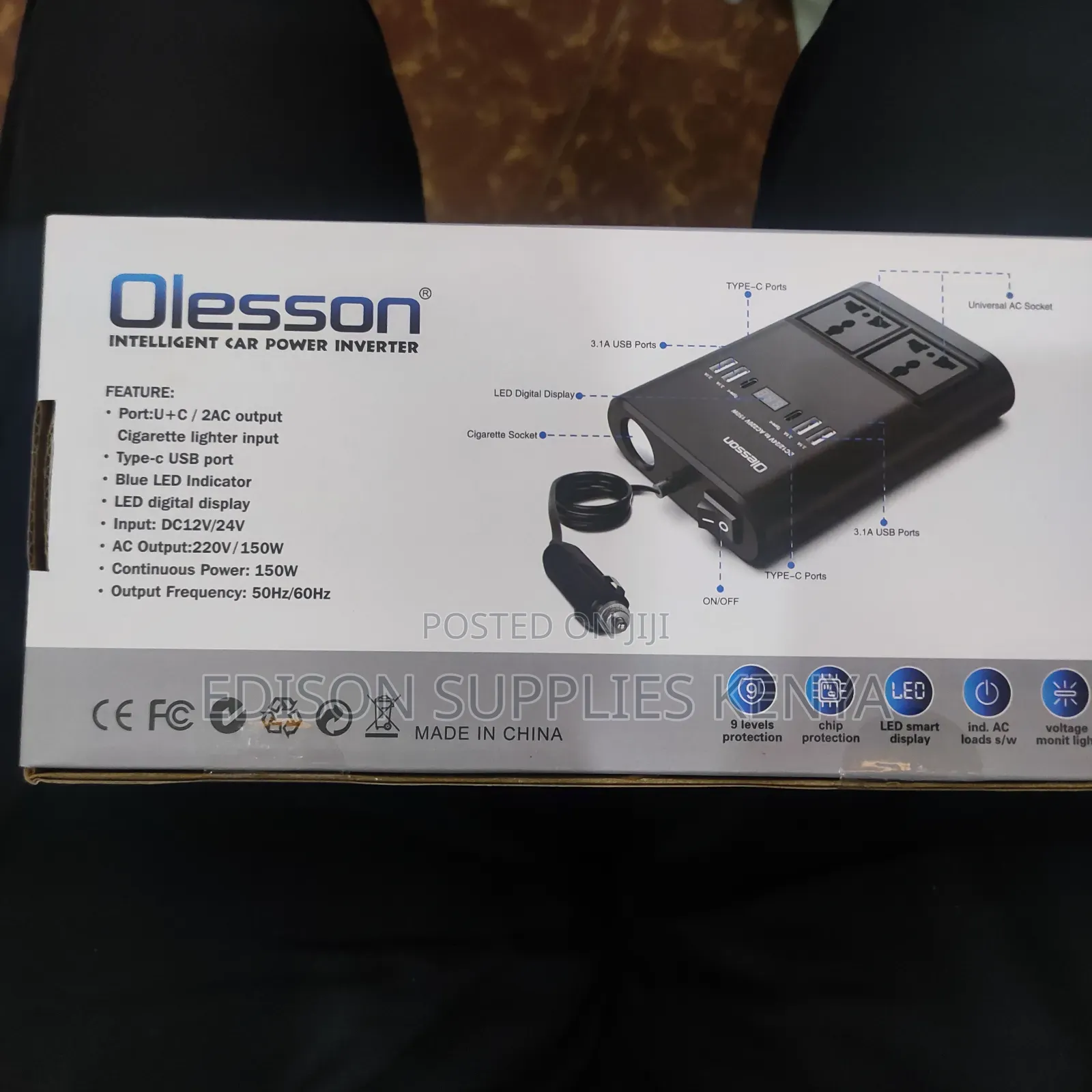 Olesson Car Power Inverter 150watts Cars Extension Cables