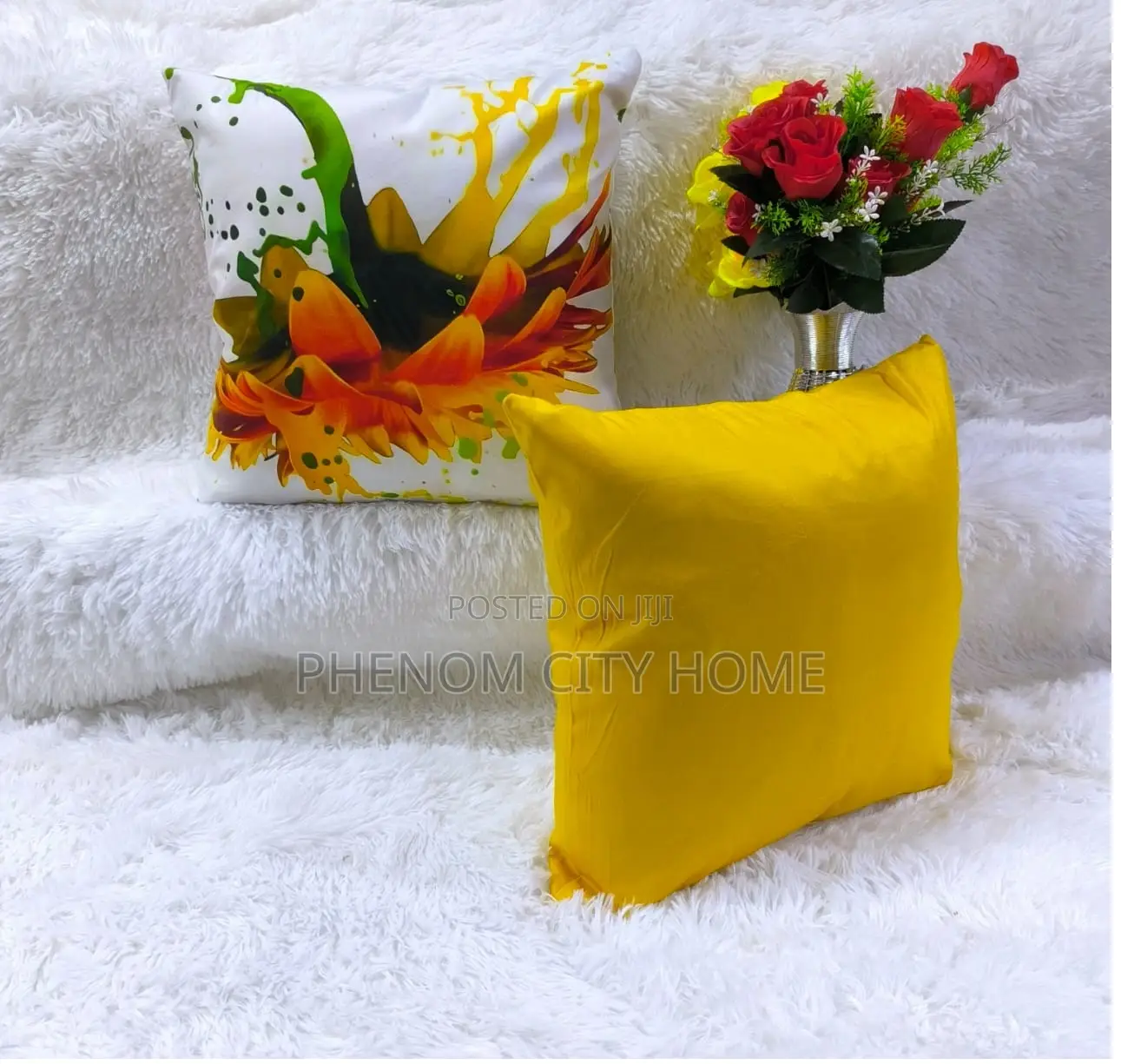 Yellow Themed Flowered Throwpillow Covers
