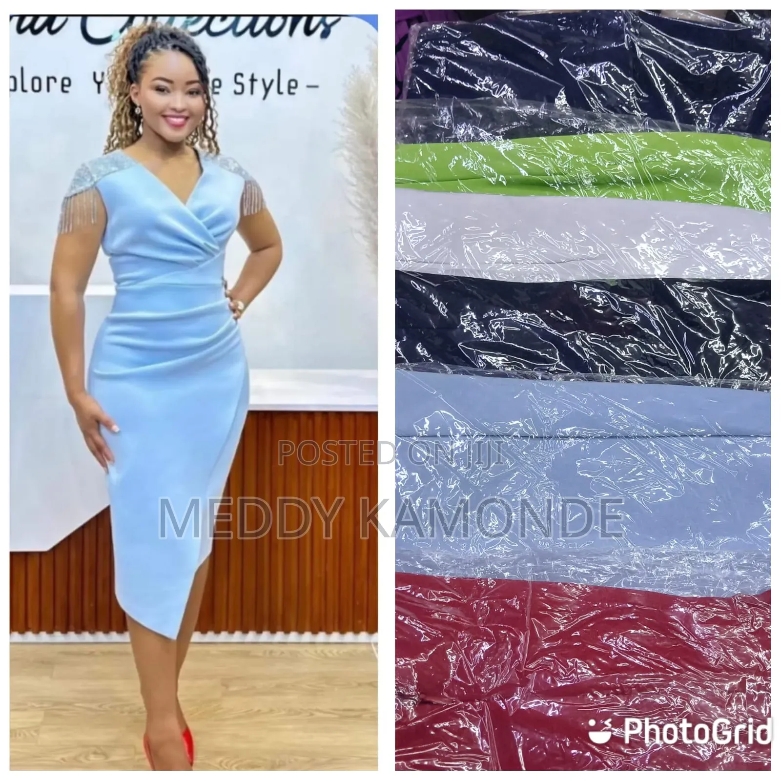 Quality Sky Blue/Black Bodycon Dress