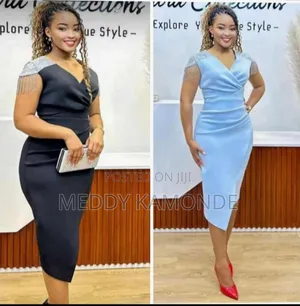 Quality Sky Blue/Black Bodycon Dress