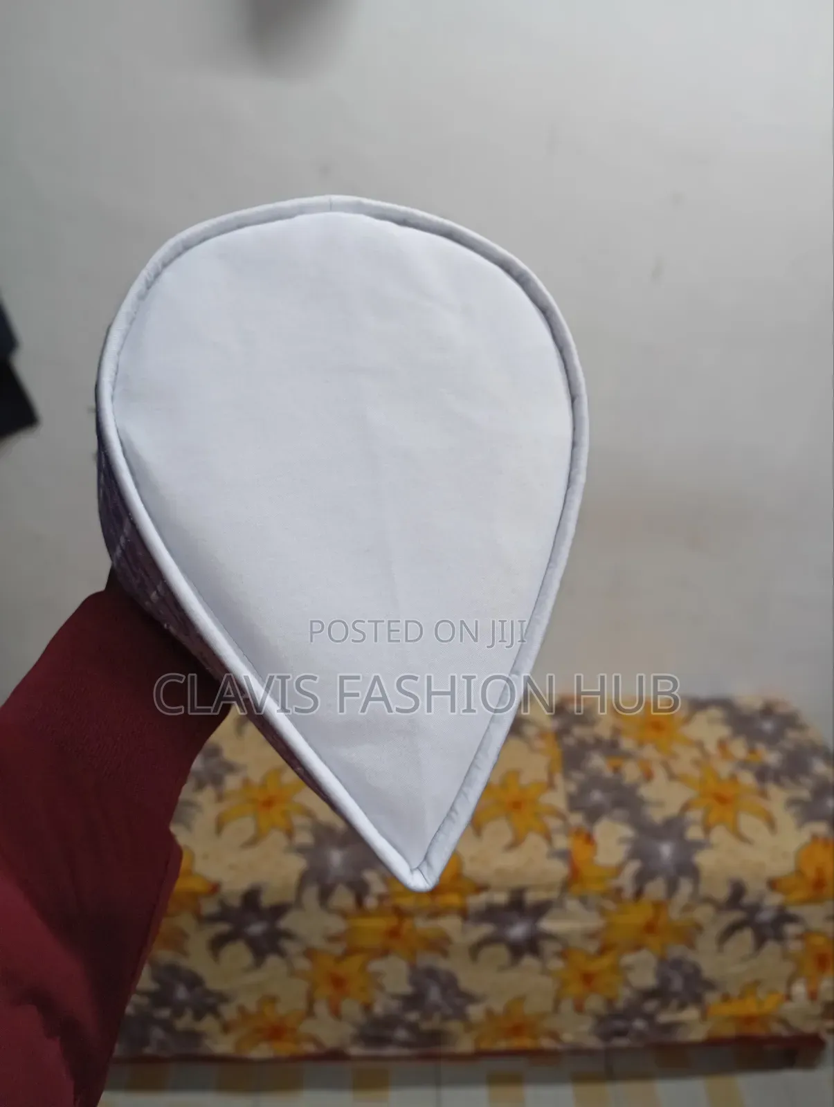 White Grooms Cap With Embroidery Details
