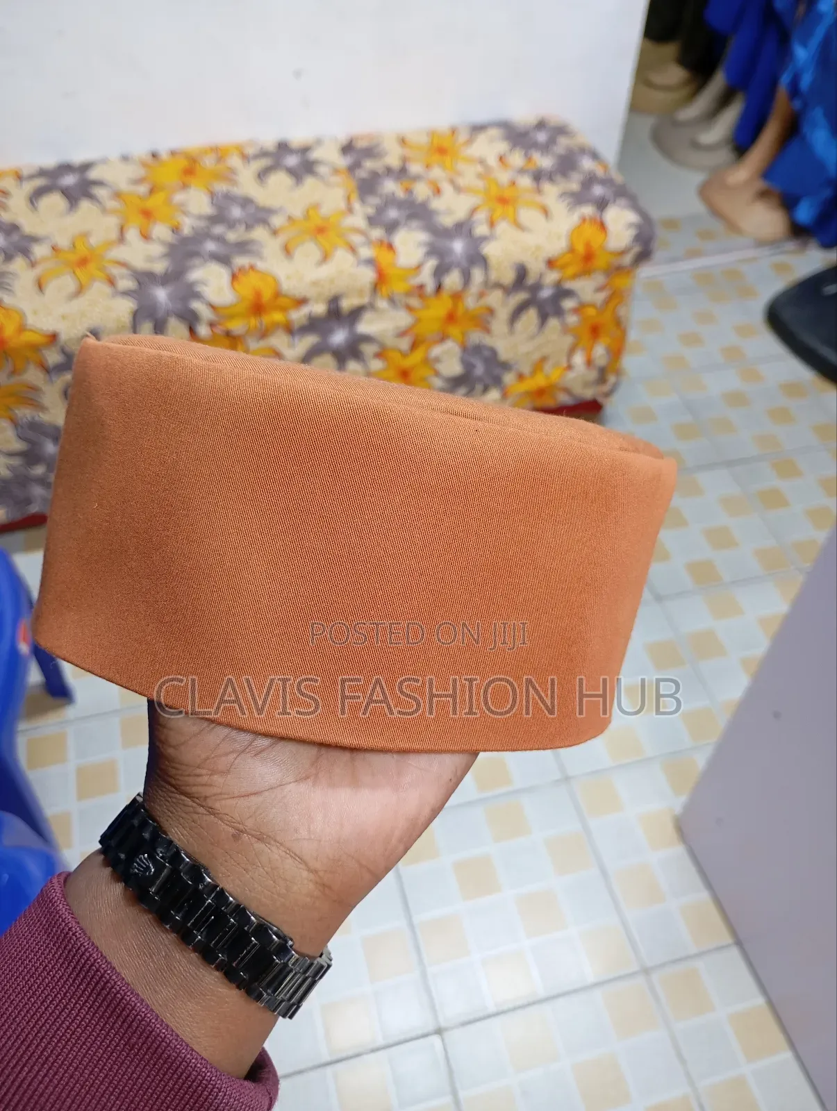 Rusty Brown Round Cap for Men
