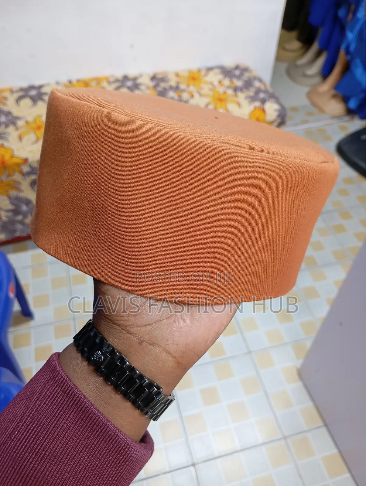 Rusty Brown Round Cap for Men