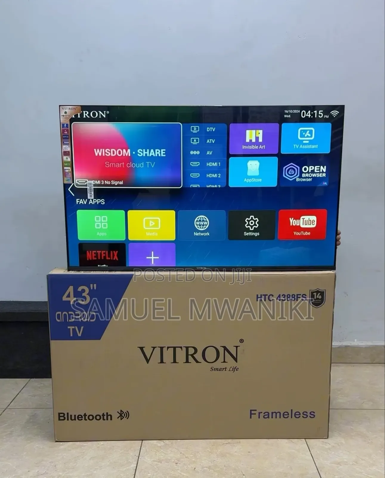 Vitron 43′′ Frameless Smart Android FHD Tv Bluetooth Enabled