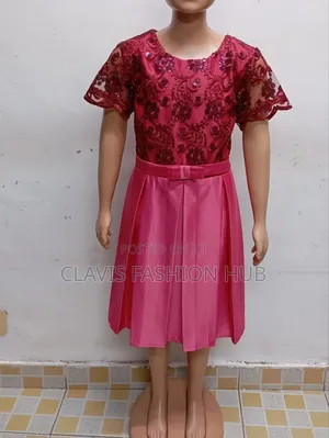 Maroon Girls Dress With Lace Sleeves Age 11-12 Years