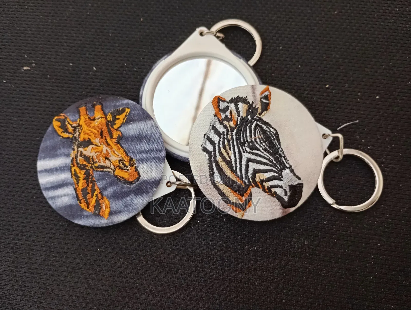 Embroidery Keychain With Mirror Back