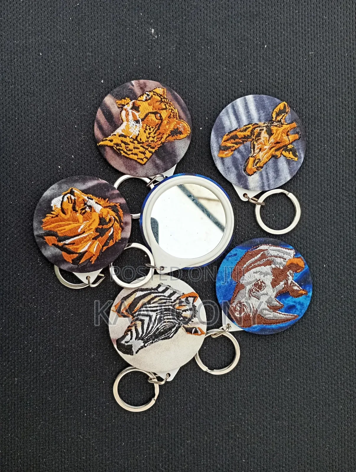 Embroidery Keychain With Mirror Back