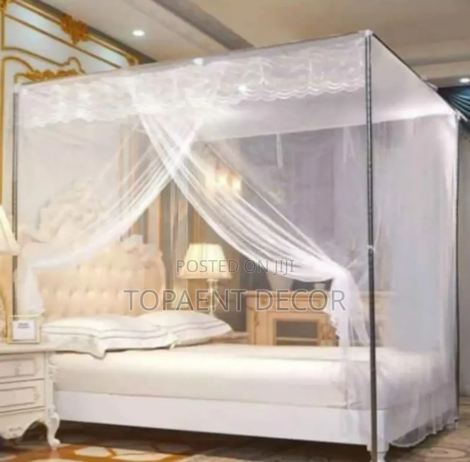 5 by 6 White 4sided 4 Stand Mosquito Net