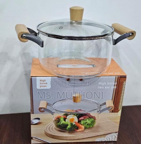 2 Wooden Handle High Boron Glass Cookware