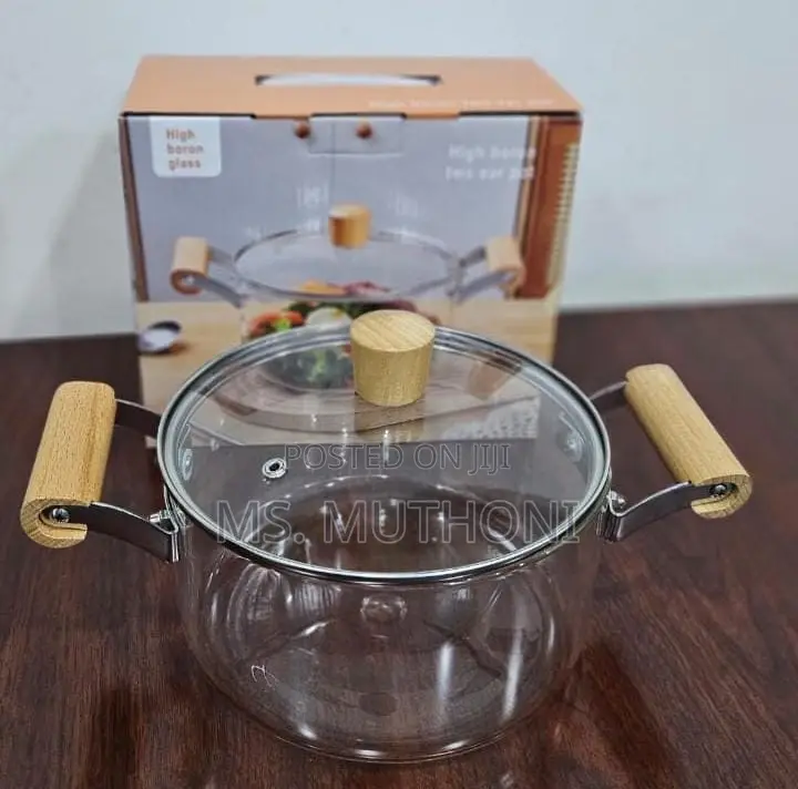 2 Wooden Handle High Boron Glass Cookware