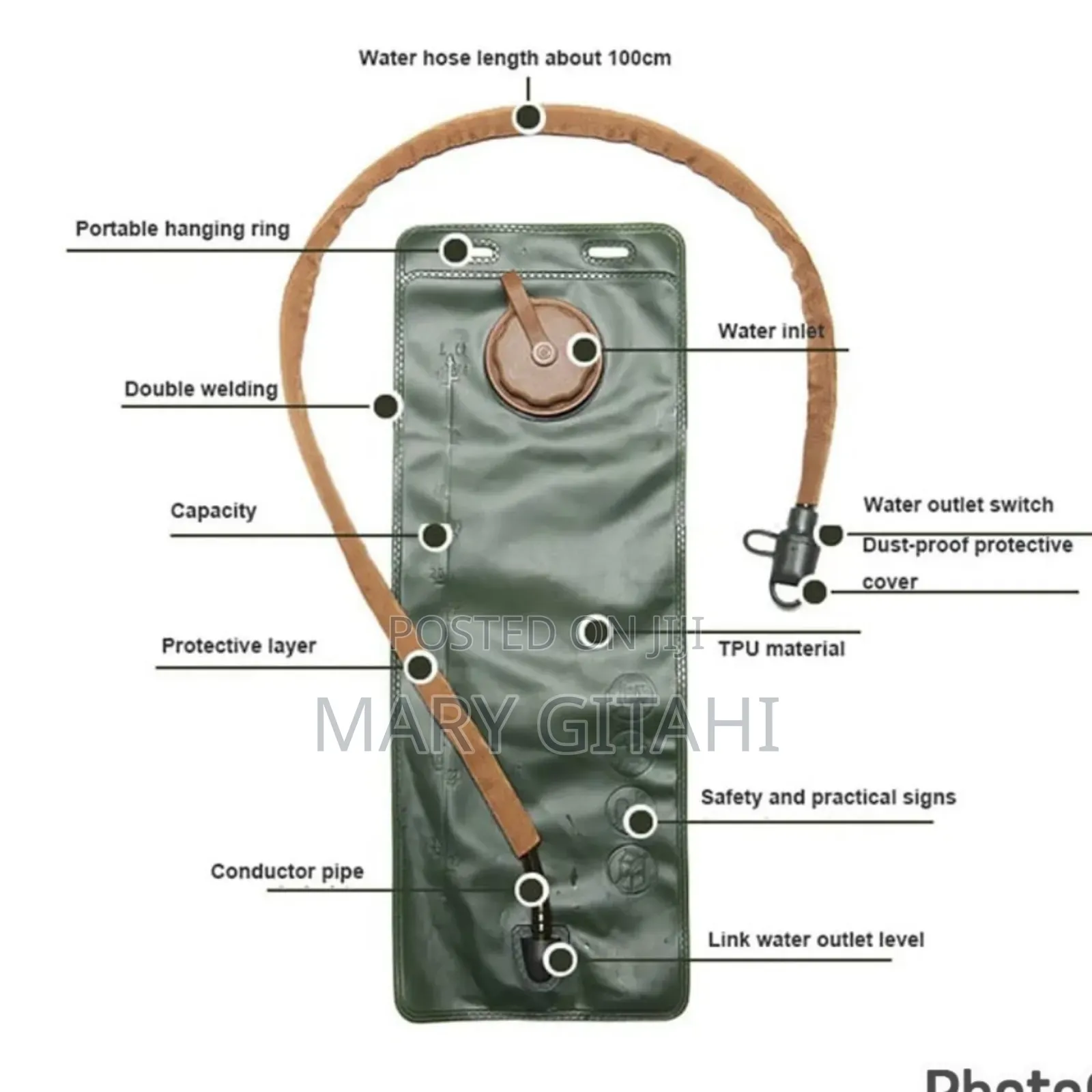 Water Bladder Hydration Backpack 2 L Capacity Water Bags