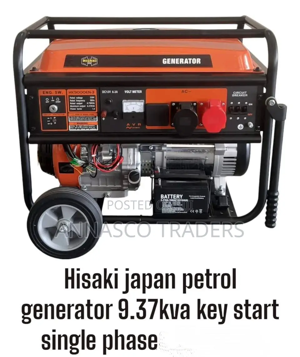 Powerful Hisaki Japan Petrol Generator 9.37kva Key Start