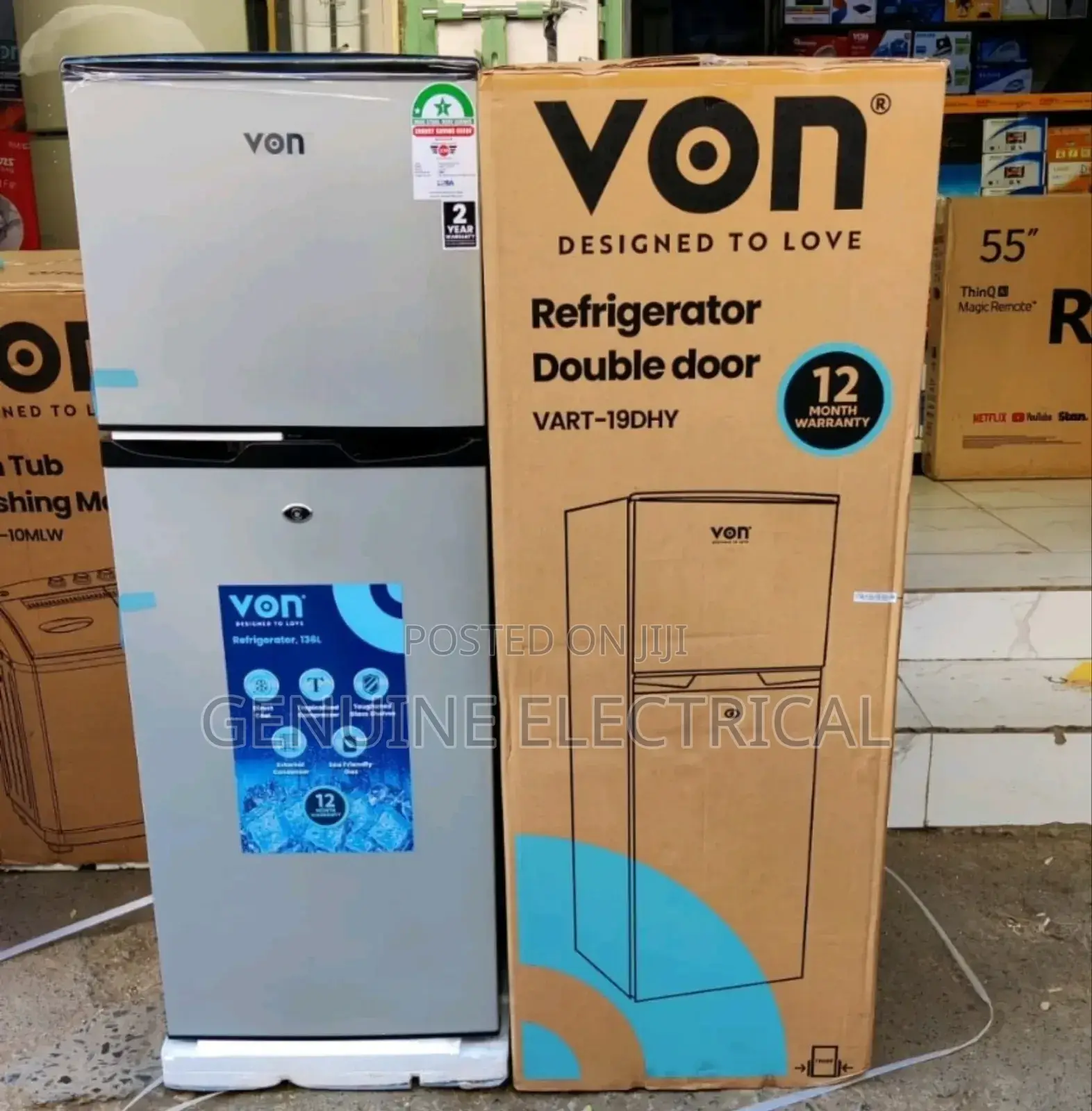 136litres Von Fridge Double Door