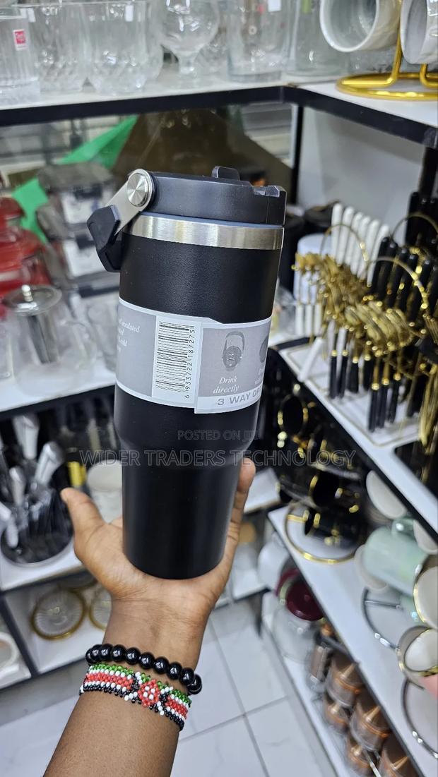 *890ml Thermal Coffee Cupthemal Mug Black, Sky Blue - main view