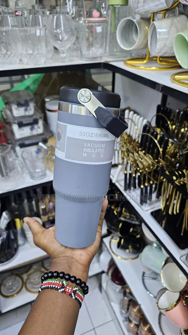 *890ml Thermal Coffee Cupthemal Mug Black, Sky Blue - thumbnail 2