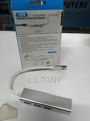 3 Port USB Hub With Ethernet Adapter