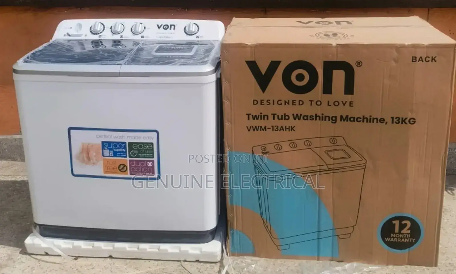 Brand New 13kg Von Twin Tub