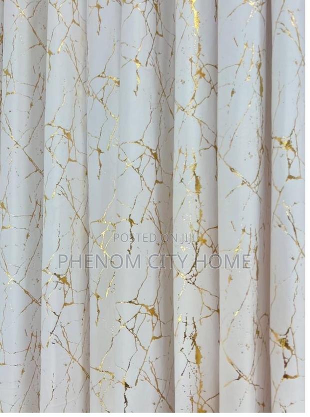 White With Gold Curtain Set