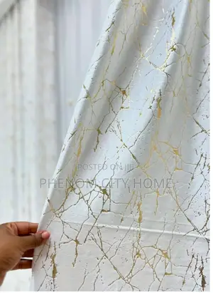 White With Gold Curtain Set