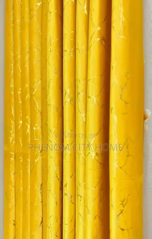 Yellow Marble Design Ready to Fit Curtain Set
